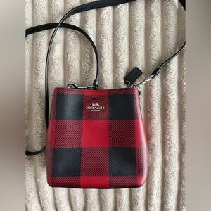 Coach Mini Town Bucket Bag With Buffalo Plaid Print